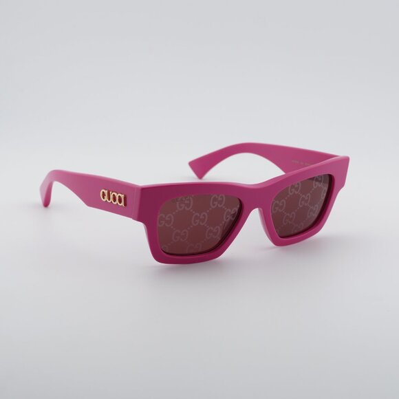Gucci GG1835S 004 Sunglasses Fucsia Square Frame, Red with GG Pattern Lenses main image 4